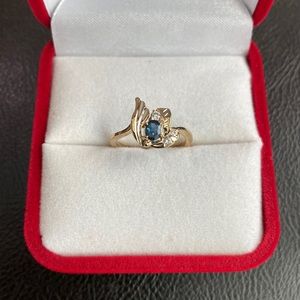 14K Solid Real Gold Natural Sapphire Ring Size 4.75